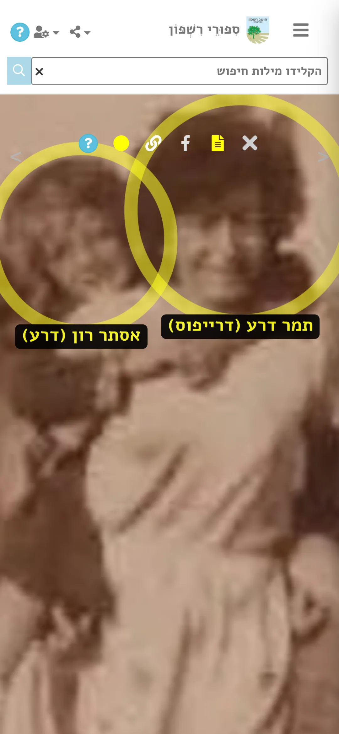 עיגולים מזהים את המופיעים בתמונה
